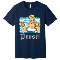 Oktoberfest Beer German Girl Bavarian Flag Drinking Prost Premium T-Shirt