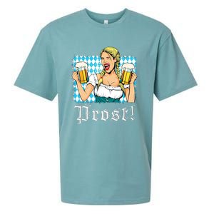 Oktoberfest Beer German Girl Bavarian Flag Drinking Prost Sueded Cloud Jersey T-Shirt