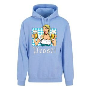 Oktoberfest Beer German Girl Bavarian Flag Drinking Prost Unisex Surf Hoodie