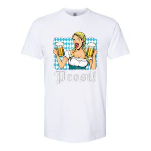 Oktoberfest Beer German Girl Bavarian Flag Drinking Prost Softstyle CVC T-Shirt