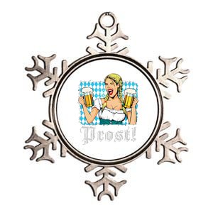 Oktoberfest Beer German Girl Bavarian Flag Drinking Prost Metallic Star Ornament