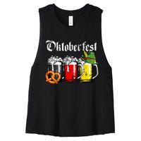 Oktoberfest Beer German Flag Funny Drinking Mug Women's Racerback Cropped Tank