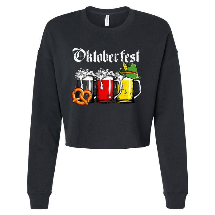 Oktoberfest Beer German Flag Funny Drinking Mug Cropped Pullover Crew