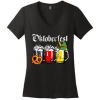 Oktoberfest Beer German Flag Funny Drinking Mug Women's V-Neck T-Shirt