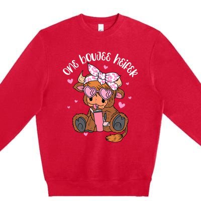 One Boujee Heifer Highland Cow Tumbler ValentineS Day Premium Crewneck Sweatshirt