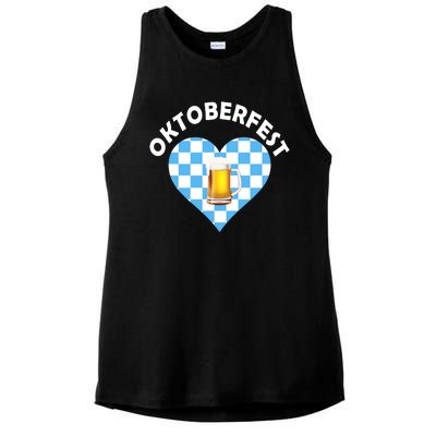 Oktoberfest Beer Heart Ladies PosiCharge Tri-Blend Wicking Tank