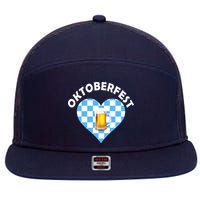 Oktoberfest Beer Heart 7 Panel Mesh Trucker Snapback Hat