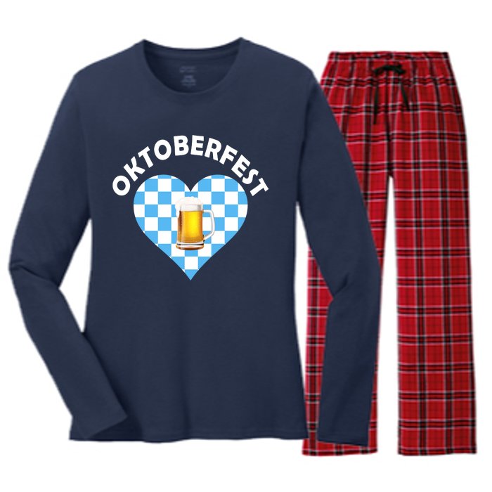 Oktoberfest Beer Heart Women's Long Sleeve Flannel Pajama Set 