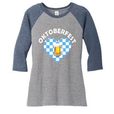 Oktoberfest Beer Heart Women's Tri-Blend 3/4-Sleeve Raglan Shirt