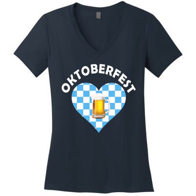 Oktoberfest Beer Heart Women's V-Neck T-Shirt