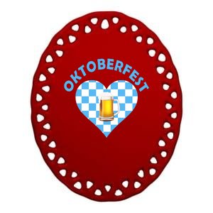 Oktoberfest Beer Heart Ceramic Oval Ornament