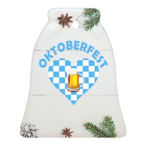 Oktoberfest Beer Heart Ceramic Bell Ornament