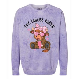 One Boujee Heifer Highland Cow Valentine Colorblast Crewneck Sweatshirt