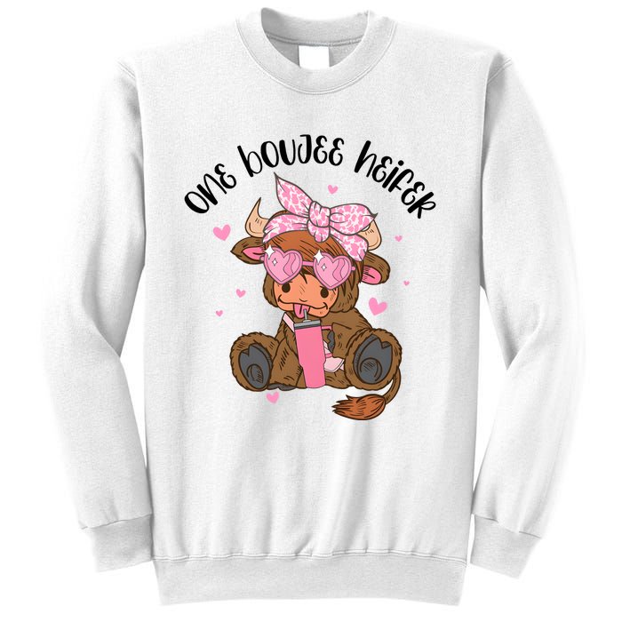 One Boujee Heifer Highland Cow Valentine Sweatshirt