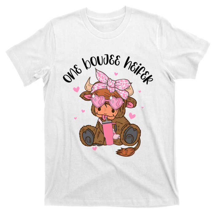 One Boujee Heifer Highland Cow Valentine T-Shirt