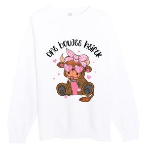 One Boujee Heifer Highland Cow Valentine Premium Crewneck Sweatshirt