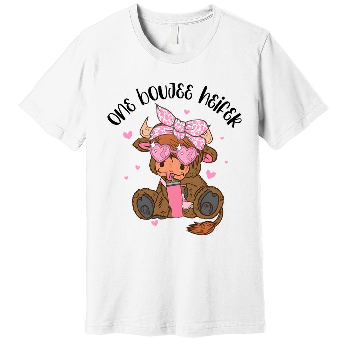 One Boujee Heifer Highland Cow Valentine Premium T-Shirt