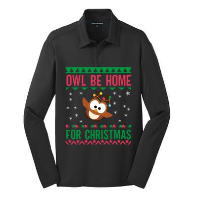 Owl Be Home For Christmas Ugly Sweater Funny For Owl Lover Gift Silk Touch Performance Long Sleeve Polo