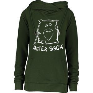 Old Bag Humor Joke Cheeky Womens Funnel Neck Pullover Hood