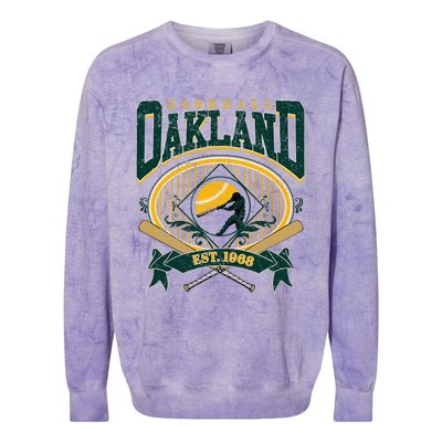 Oakland Baseball Home Plate & Bat Script Fan Colorblast Crewneck Sweatshirt