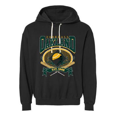 Oakland Baseball Home Plate & Bat Script Fan Garment-Dyed Fleece Hoodie