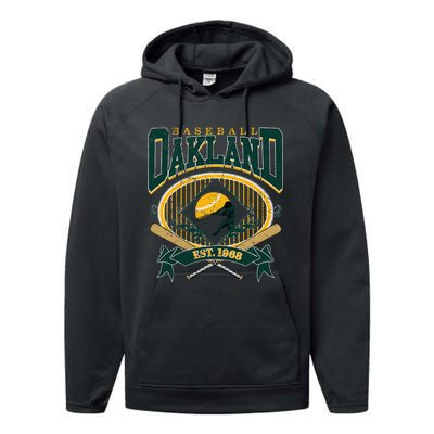 Oakland Baseball Home Plate & Bat Script Fan Performance Fleece Hoodie