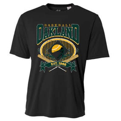 Oakland Baseball Home Plate & Bat Script Fan Cooling Performance Crew T-Shirt