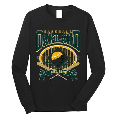 Oakland Baseball Home Plate & Bat Script Fan Long Sleeve Shirt