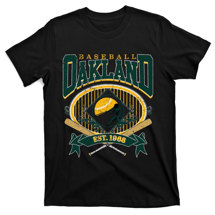 Oakland Baseball Home Plate & Bat Script Fan T-Shirt