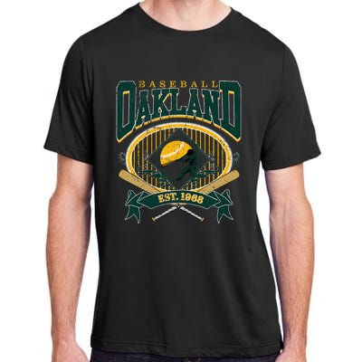 Oakland Baseball Home Plate & Bat Script Fan Adult ChromaSoft Performance T-Shirt