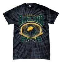 Oakland Baseball Home Plate & Bat Script Fan Tie-Dye T-Shirt