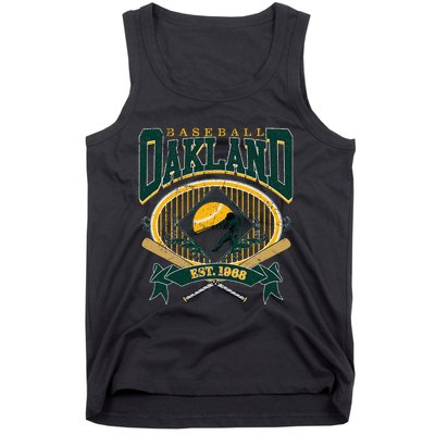 Oakland Baseball Home Plate & Bat Script Fan Tank Top