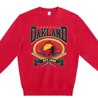 Oakland Baseball Home Plate & Bat Script Fan Premium Crewneck Sweatshirt