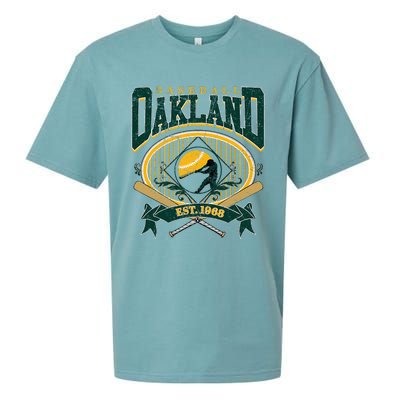 Oakland Baseball Home Plate & Bat Script Fan Sueded Cloud Jersey T-Shirt