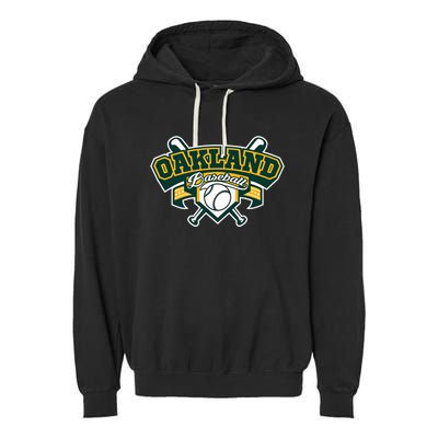 Oakland Baseball Home Plate & Bat Script Gameday Fan Garment-Dyed Fleece Hoodie