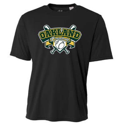 Oakland Baseball Home Plate & Bat Script Gameday Fan Cooling Performance Crew T-Shirt