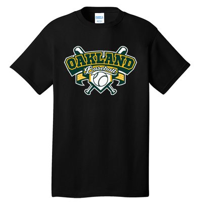 Oakland Baseball Home Plate & Bat Script Gameday Fan Tall T-Shirt