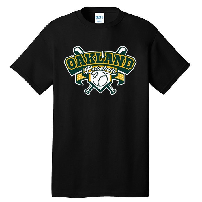 Oakland Baseball Home Plate & Bat Script Gameday Fan Tall T-Shirt