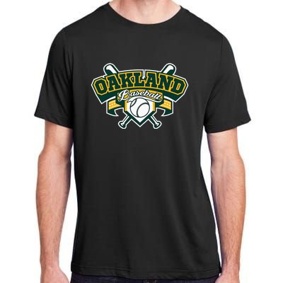 Oakland Baseball Home Plate & Bat Script Gameday Fan Adult ChromaSoft Performance T-Shirt