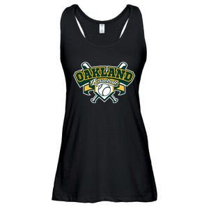 Oakland Baseball Home Plate & Bat Script Gameday Fan Ladies Essential Flowy Tank