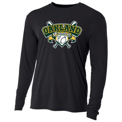 Oakland Baseball Home Plate & Bat Script Gameday Fan Cooling Performance Long Sleeve Crew