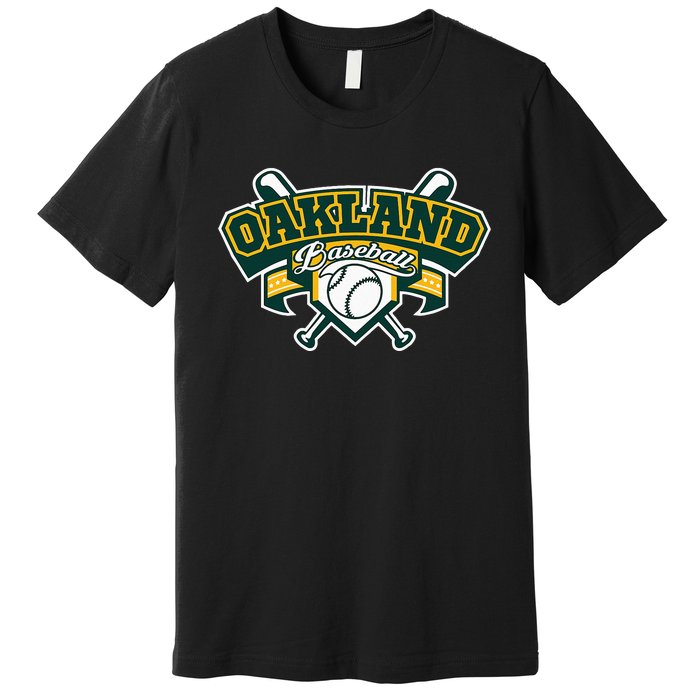 Oakland Baseball Home Plate & Bat Script Gameday Fan Premium T-Shirt