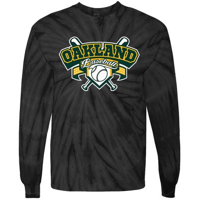 Oakland Baseball Home Plate & Bat Script Gameday Fan Tie-Dye Long Sleeve Shirt