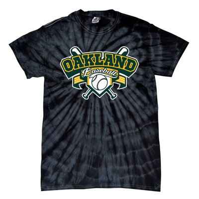 Oakland Baseball Home Plate & Bat Script Gameday Fan Tie-Dye T-Shirt