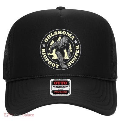 Oklahoma Bigfoot Hunter Believe State Pride High Crown Mesh Back Trucker Hat