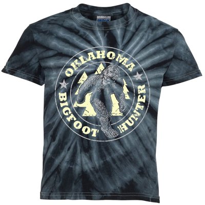 Oklahoma Bigfoot Hunter Believe State Pride Kids Tie-Dye T-Shirt