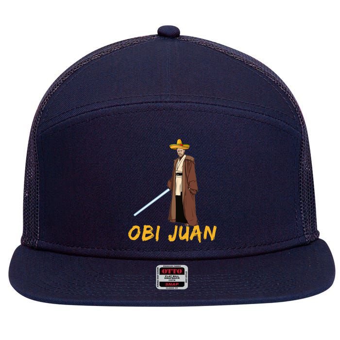 Obi Juan Funny Cinco De Mayo 7 Panel Mesh Trucker Snapback Hat