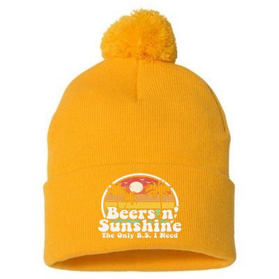 only bs i need is beers and sunshine Pom Pom 12in Knit Beanie