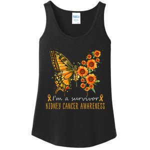 Orange Butterfly Im A Survivor Kidney Cancer Awareness Ladies Essential Tank