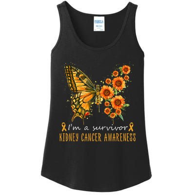 Orange Butterfly Im A Survivor Kidney Cancer Awareness Ladies Essential Tank